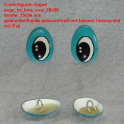 Comicfiguren Kunststoff Bastelaugen (blau/wei/schwarz) mit se oval (25x36mm)