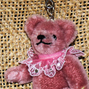 Teddy-Pendant antique pink Miniature- Mohair-Teddy Piccolo 11 cm Teddy Bear by Hermann-Coburg***